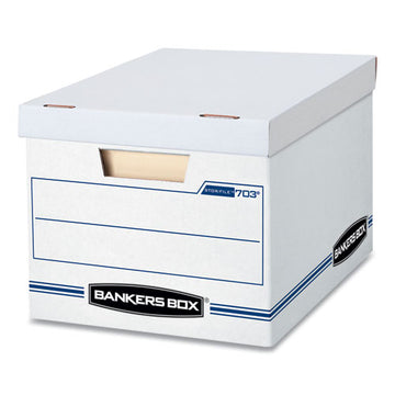 Bankers Box® Stor-file Basic-duty Storage Boxes, Letter-legal Files, 12.5" X 16.25" X 10.5", White-blue, 12-carton freeshipping - TVN Wholesale